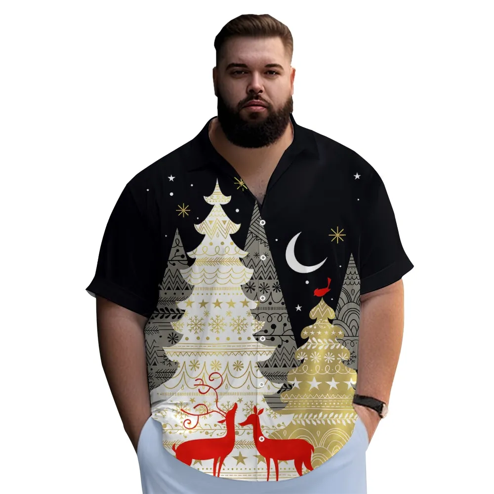Men's Ashion Casual Christmas Printed Short Sleeve Shirt 2411004238