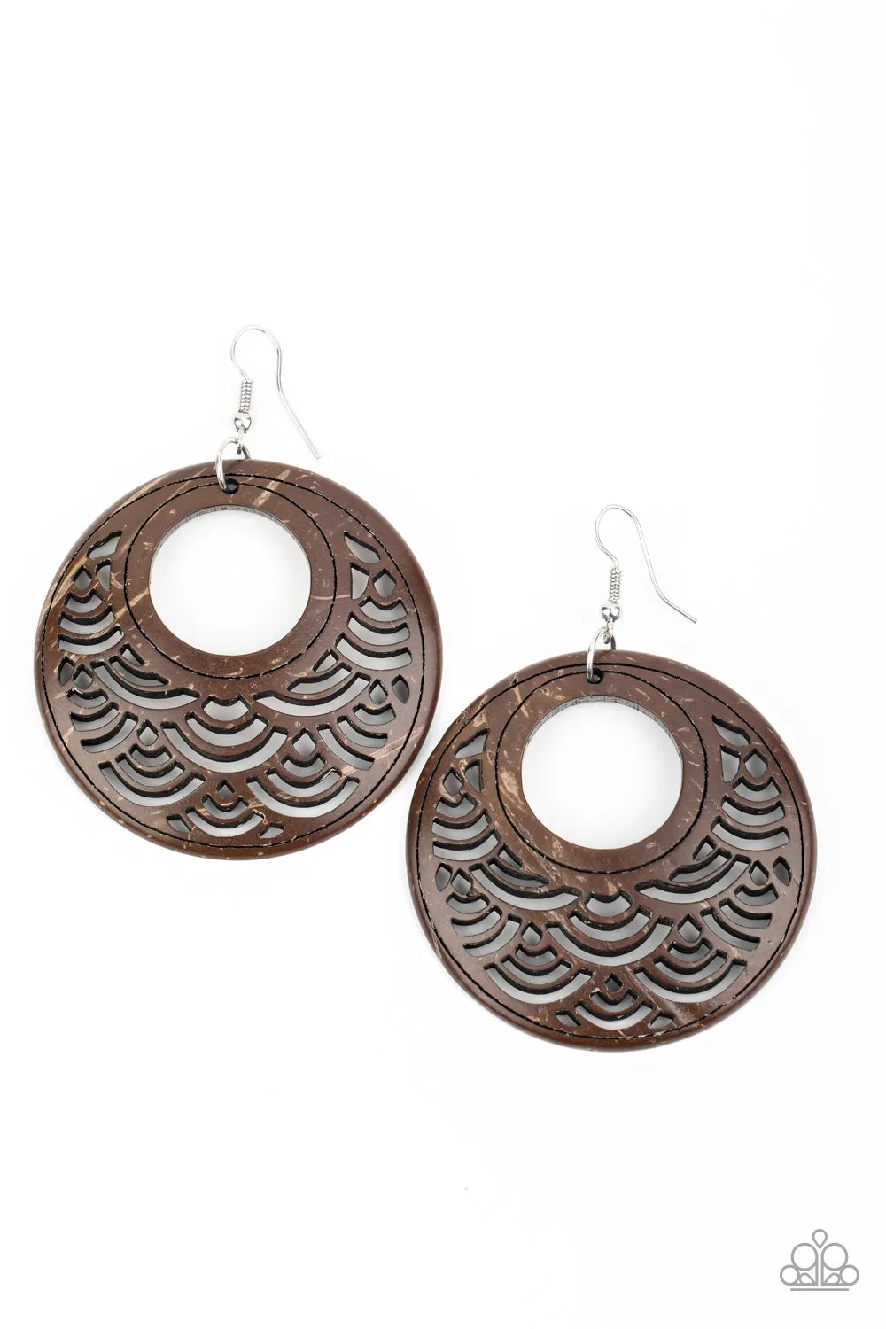 Paparazzi Tropical Canopy - Brown Wooden Earrings